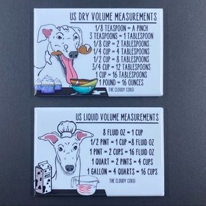 White Greyhound Dog Measuring Chart Magnet Set Cooking Baking Guide